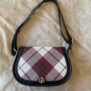 Giani Bernini Red Plaid Shoulder Bag with Black Accents